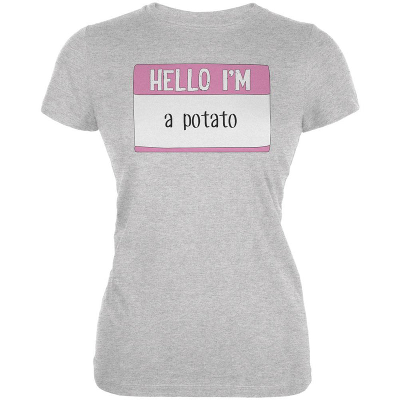 Halloween Hello I'm a Potato Juniors Soft T Shirt Juniors T-Shirts Old Glory 2XL Heather 