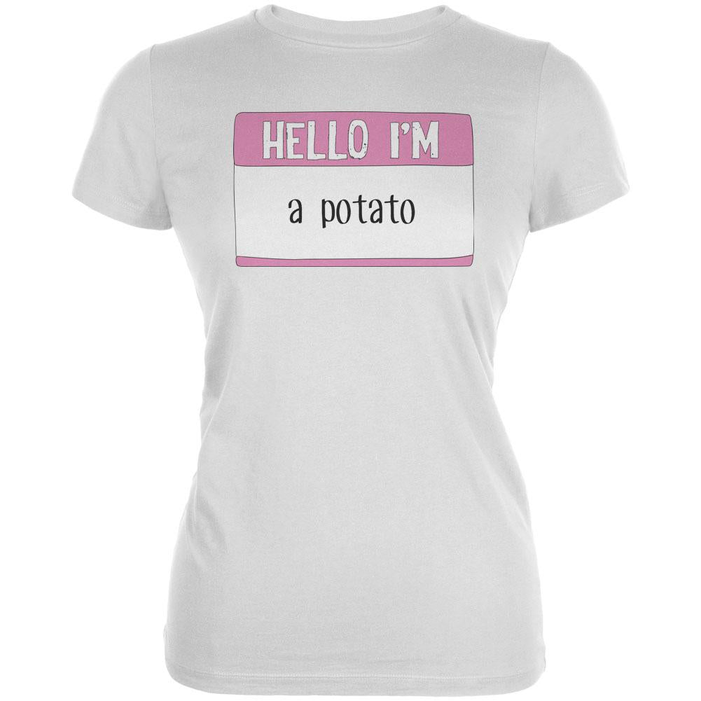 Halloween Hello I'm a Potato Juniors Soft T Shirt Juniors T-Shirts Old Glory 2XL White 