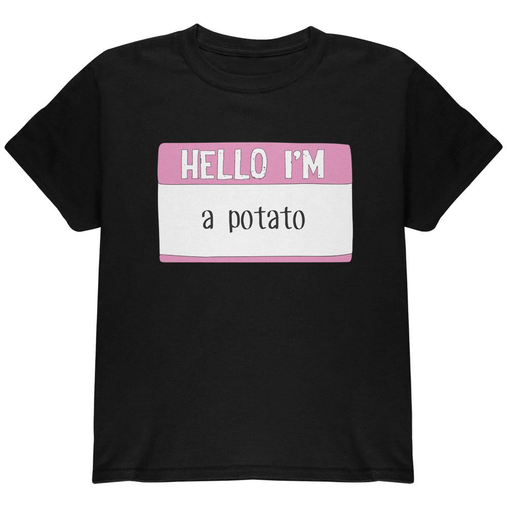 Halloween Hello I'm a Potato Youth T Shirt Youth T-Shirts Old Glory LG Black 