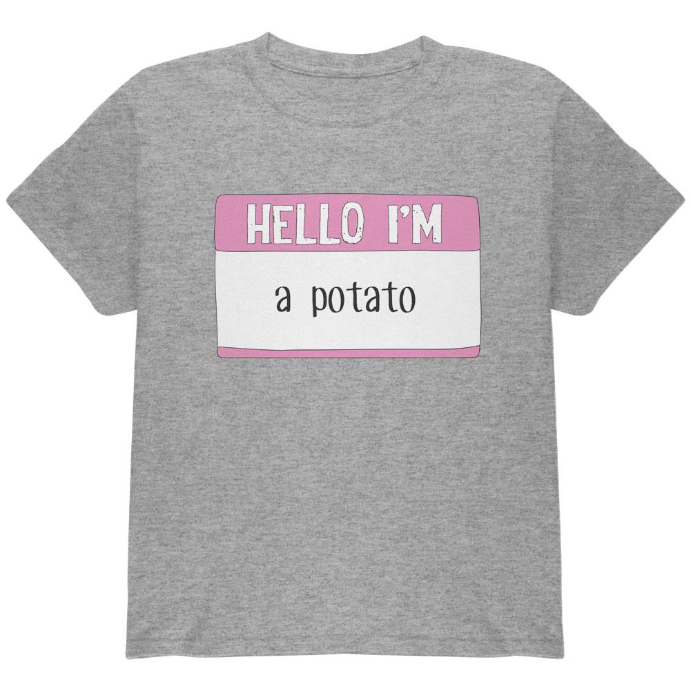 Halloween Hello I'm a Potato Youth T Shirt Youth T-Shirts Old Glory LG Heather 