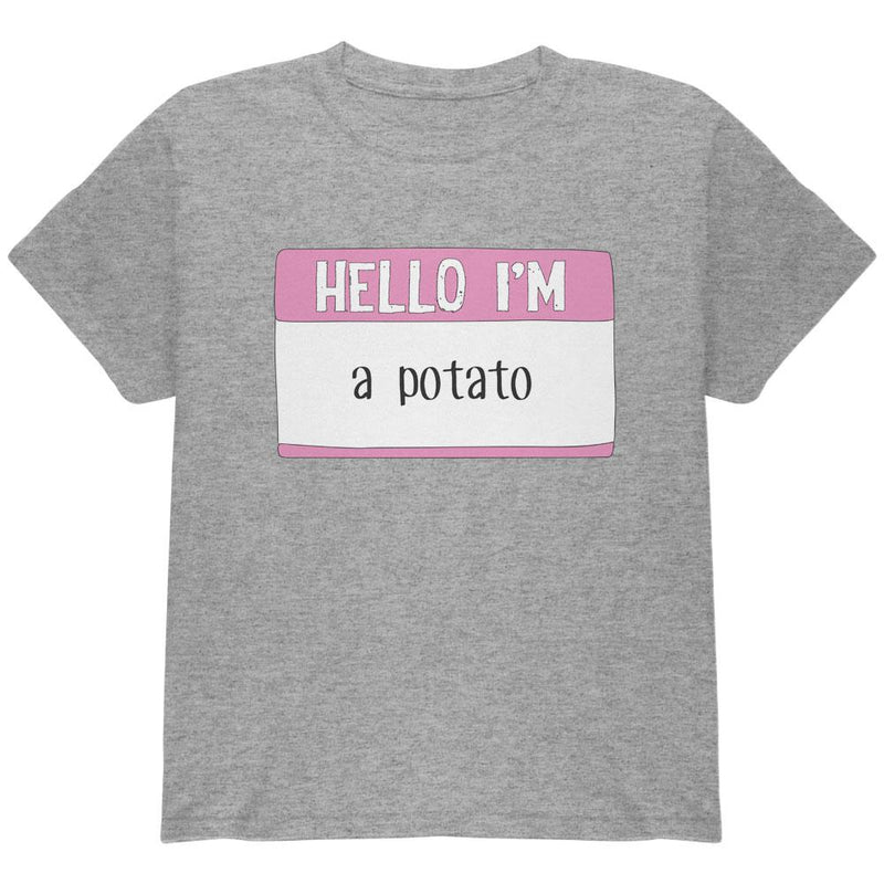 Halloween Hello I'm a Potato Youth T Shirt Youth T-Shirts Old Glory LG Heather 