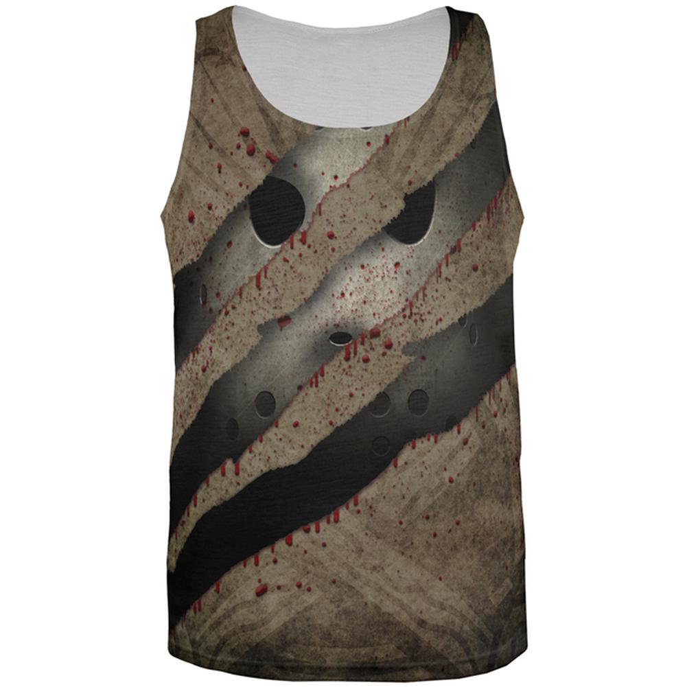 Halloween Horror Movie Mask Slasher Attack All Over Mens Tank Top Men's Tank Tops Old Glory 2XL Multi 