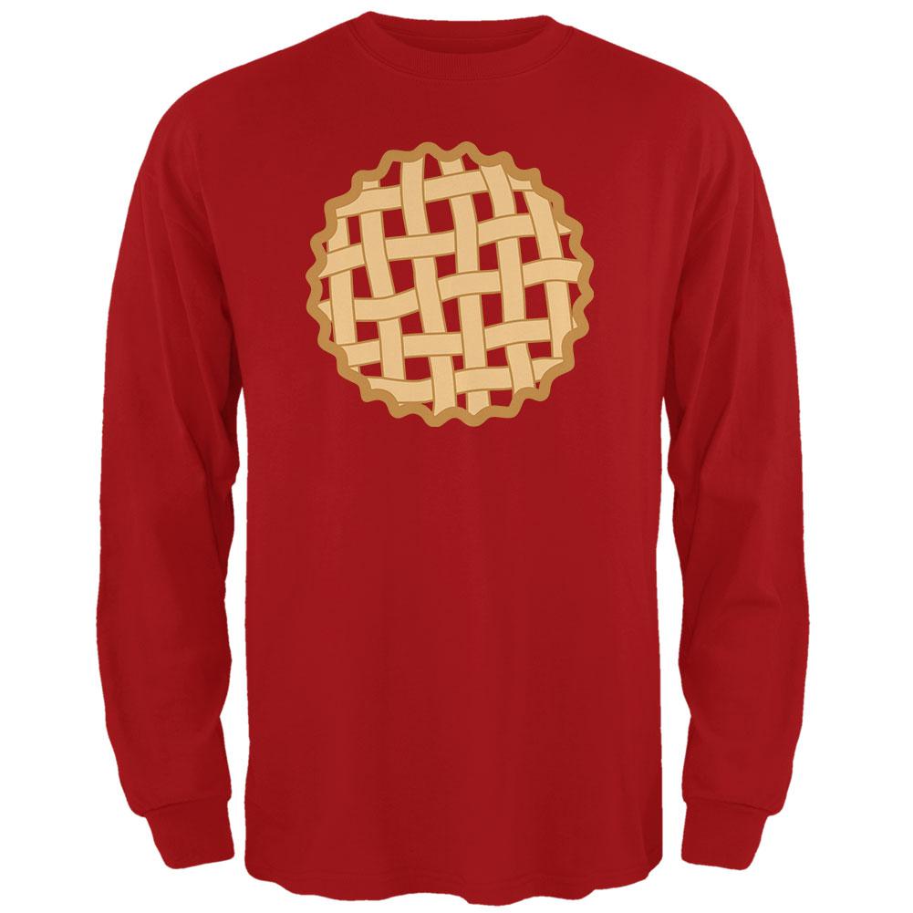 Halloween Lattice Pie Costume Strawberry Cherry Mens Long Sleeve T Shirt Men's Long Sleeves Old Glory 2XL Red 