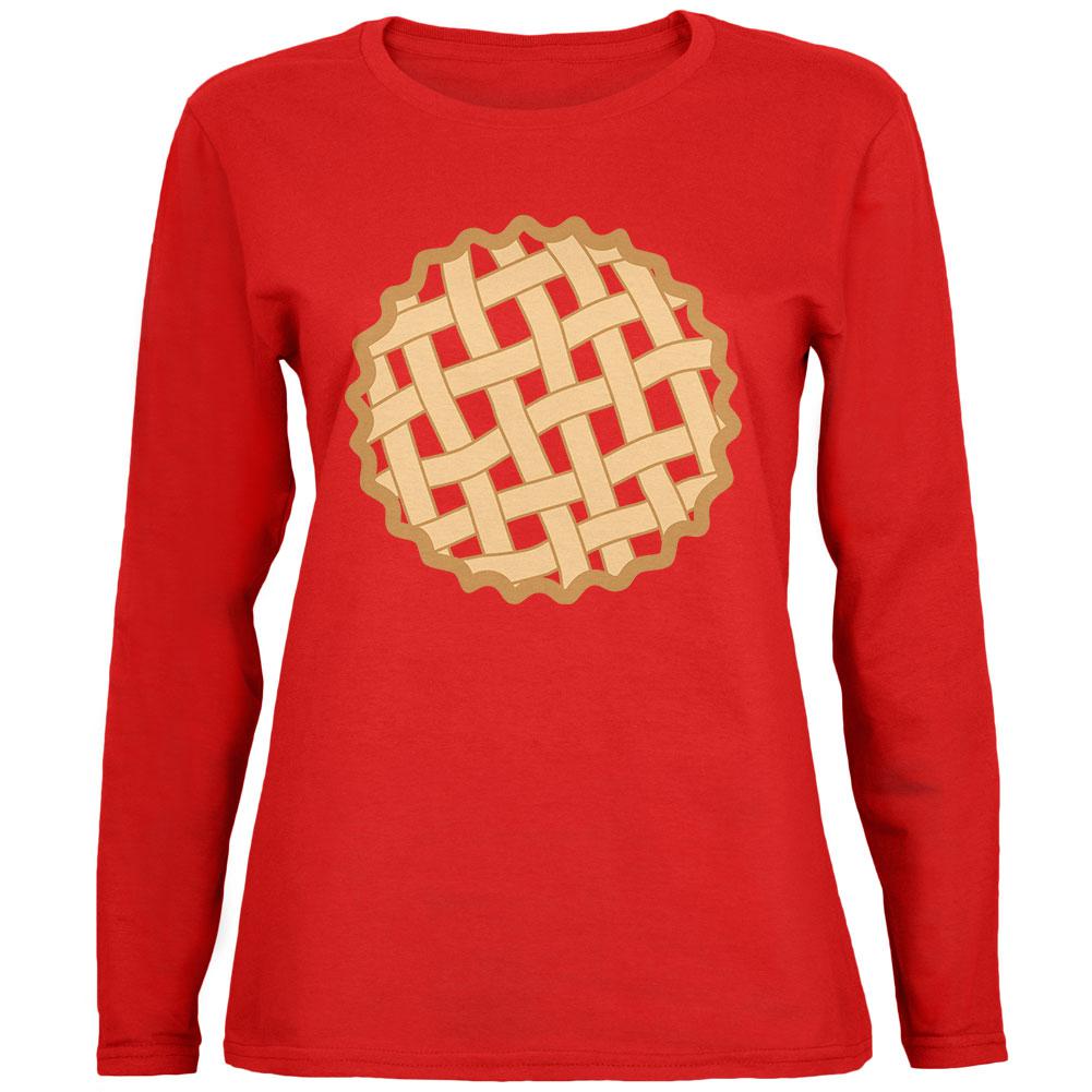 Halloween Lattice Pie Costume Strawberry Cherry Womens Long Sleeve T Shirt Women's Long Sleeves Old Glory 2XL Red 