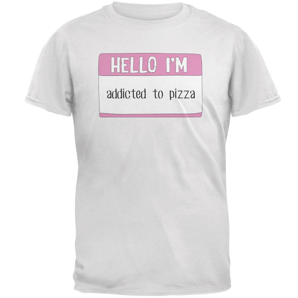 Halloween Hello I'm Addicted to Pizza Mens T Shirt Men's T-Shirts Old Glory 2XL White 