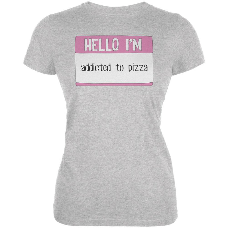 Halloween Hello I'm Addicted to Pizza Juniors Soft T Shirt Juniors T-Shirts Old Glory 2XL Heather 