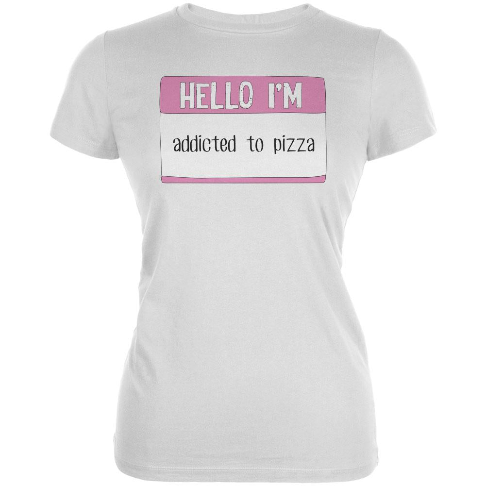 Halloween Hello I'm Addicted to Pizza Juniors Soft T Shirt Juniors T-Shirts Old Glory 2XL White 