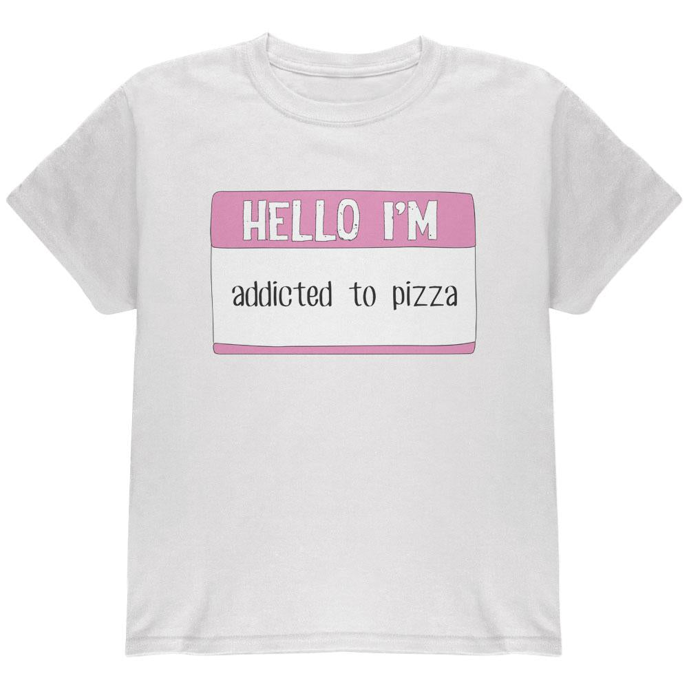 Halloween Hello I'm Addicted to Pizza Youth T Shirt Juniors T-Shirts Old Glory LG White 