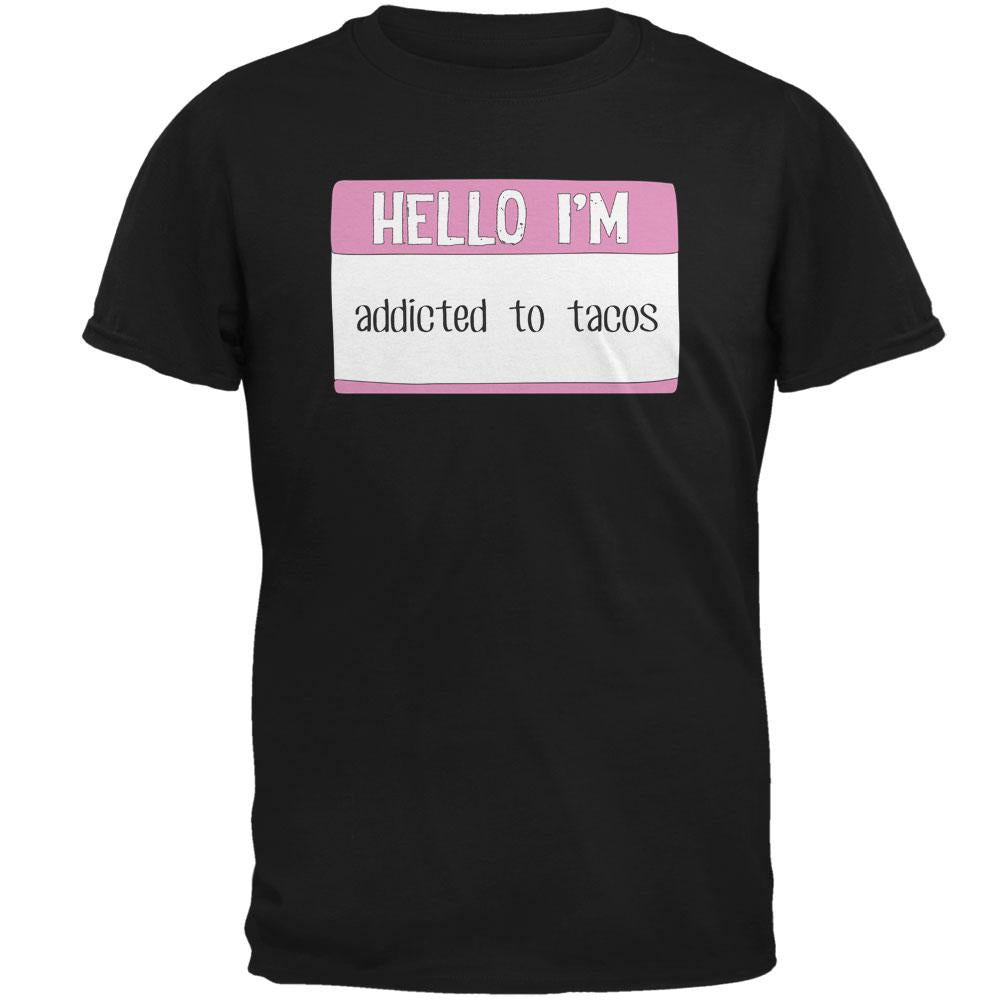 Halloween Hello I'm Addicted to Tacos Mens T Shirt Men's T-Shirts Old Glory 2XL Black 