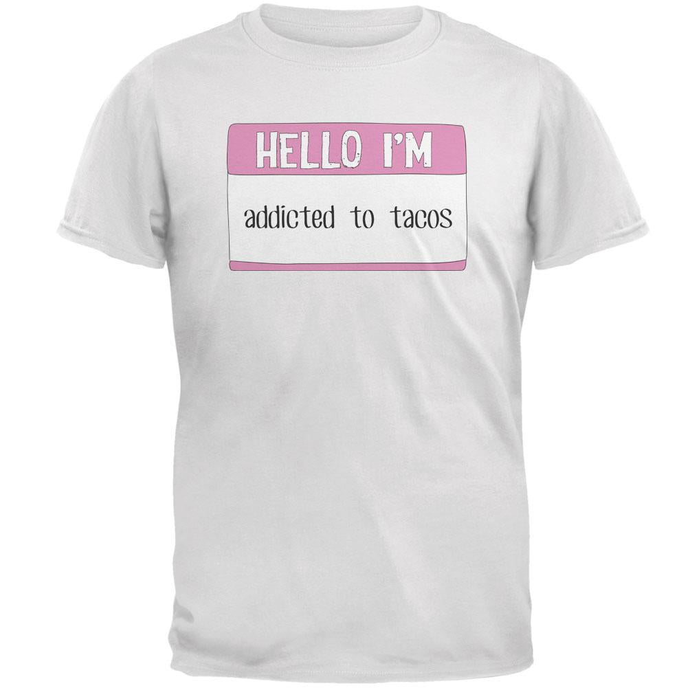 Halloween Hello I'm Addicted to Tacos Mens T Shirt Men's T-Shirts Old Glory 2XL White 