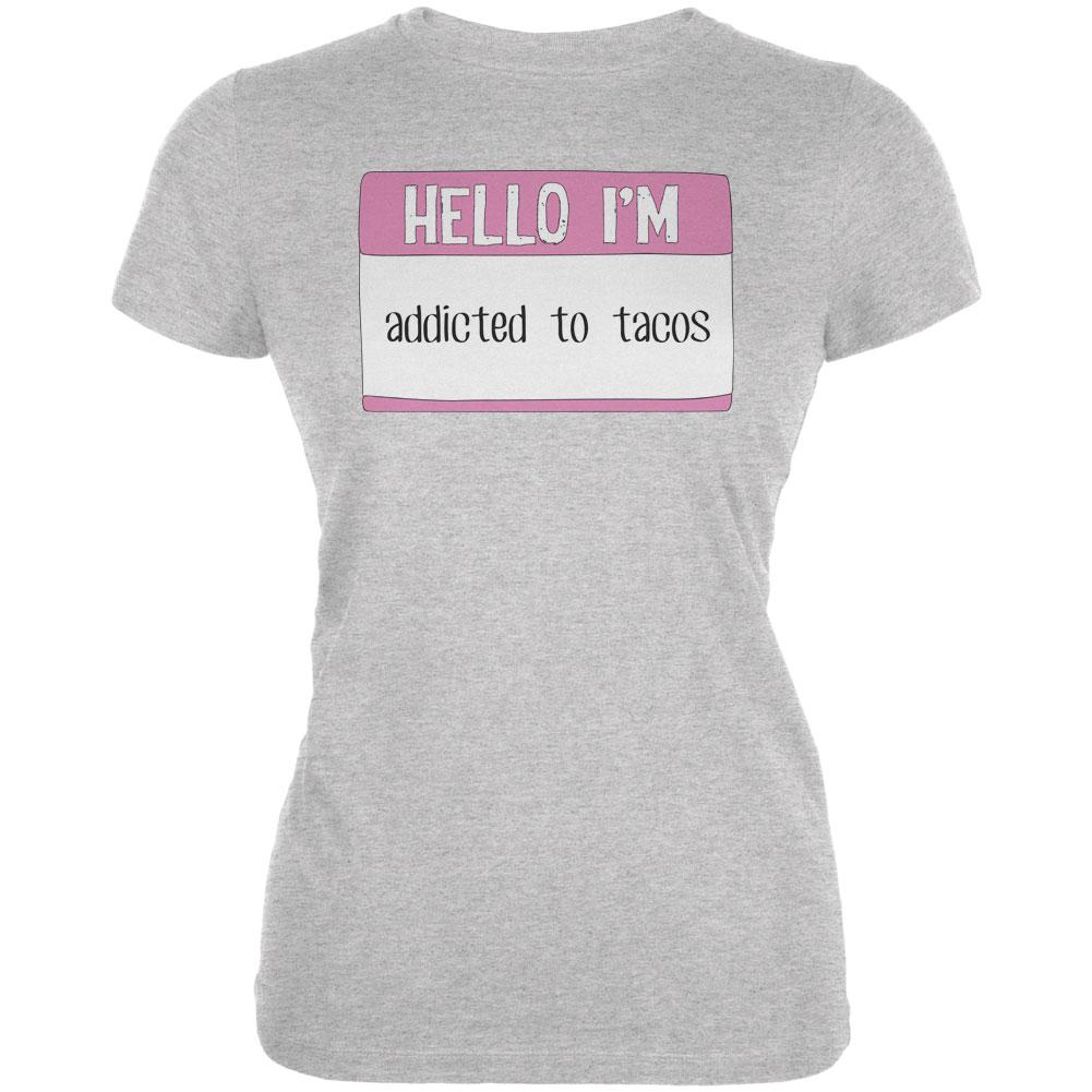 Halloween Hello I'm Addicted to Tacos Juniors Soft T Shirt Juniors T-Shirts Old Glory 2XL Heather 