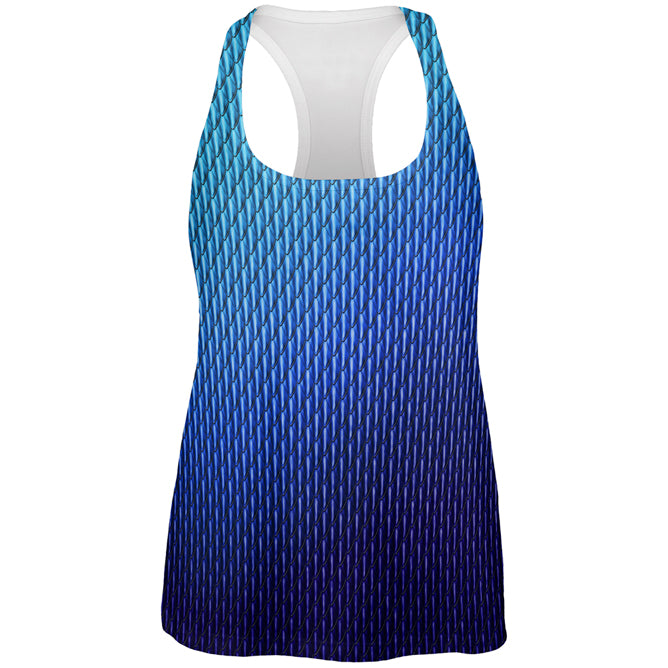 Halloween Blue Ice Dragon Scales Costume All Over Womens Work Out Tank Top Women's Tank Tops Old Glory 2XL Multi 