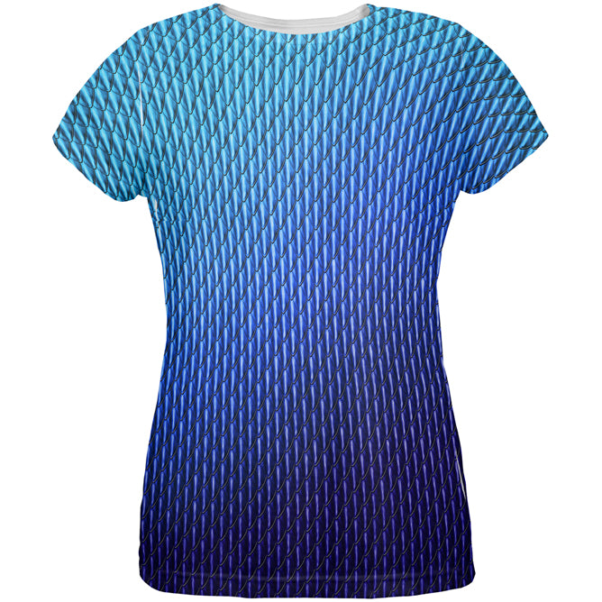 Halloween Blue Ice Dragon Scales Costume All Over Womens T Shirt Women's T-Shirts Old Glory 2XL Multi 