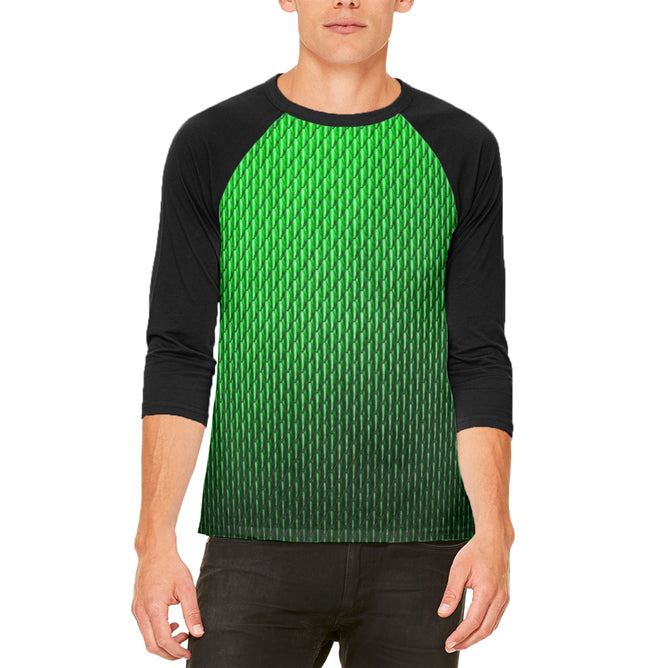 Halloween Green Earth Dragon Scales Costume Mens Raglan T Shirt Men's T-Shirts Old Glory 2XL White-Black 