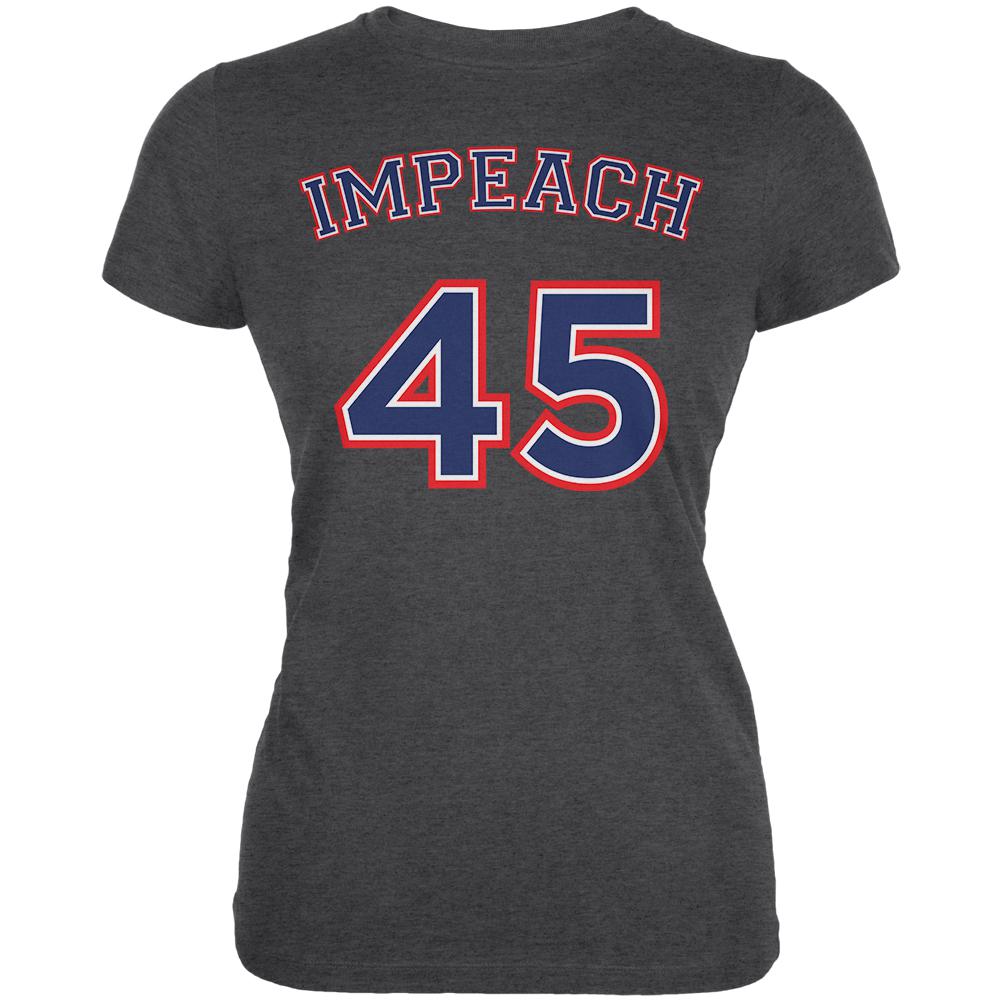 Impeach 45 45th President Donald Trump Juniors Soft T Shirt Juniors T-Shirts Old Glory SM Deep Heather 