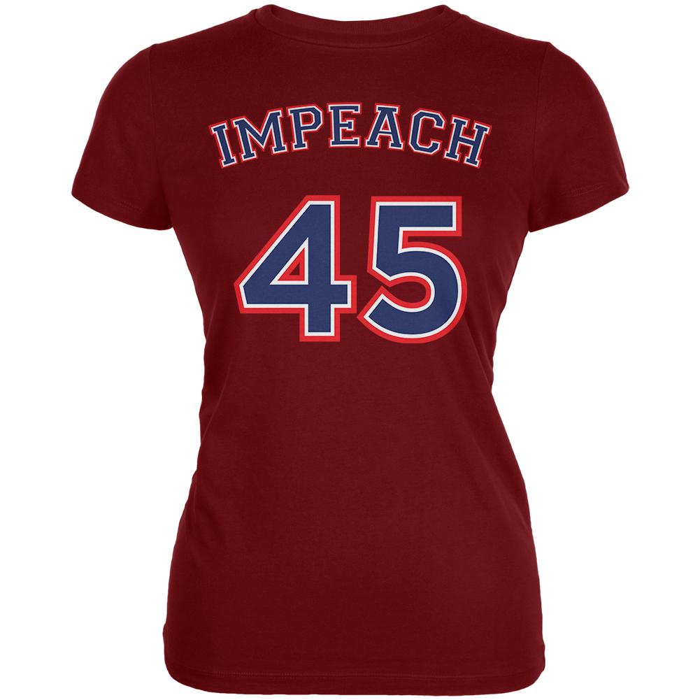 Impeach 45 45th President Donald Trump Juniors Soft T Shirt Juniors T-Shirts Old Glory SM Garnet Red 