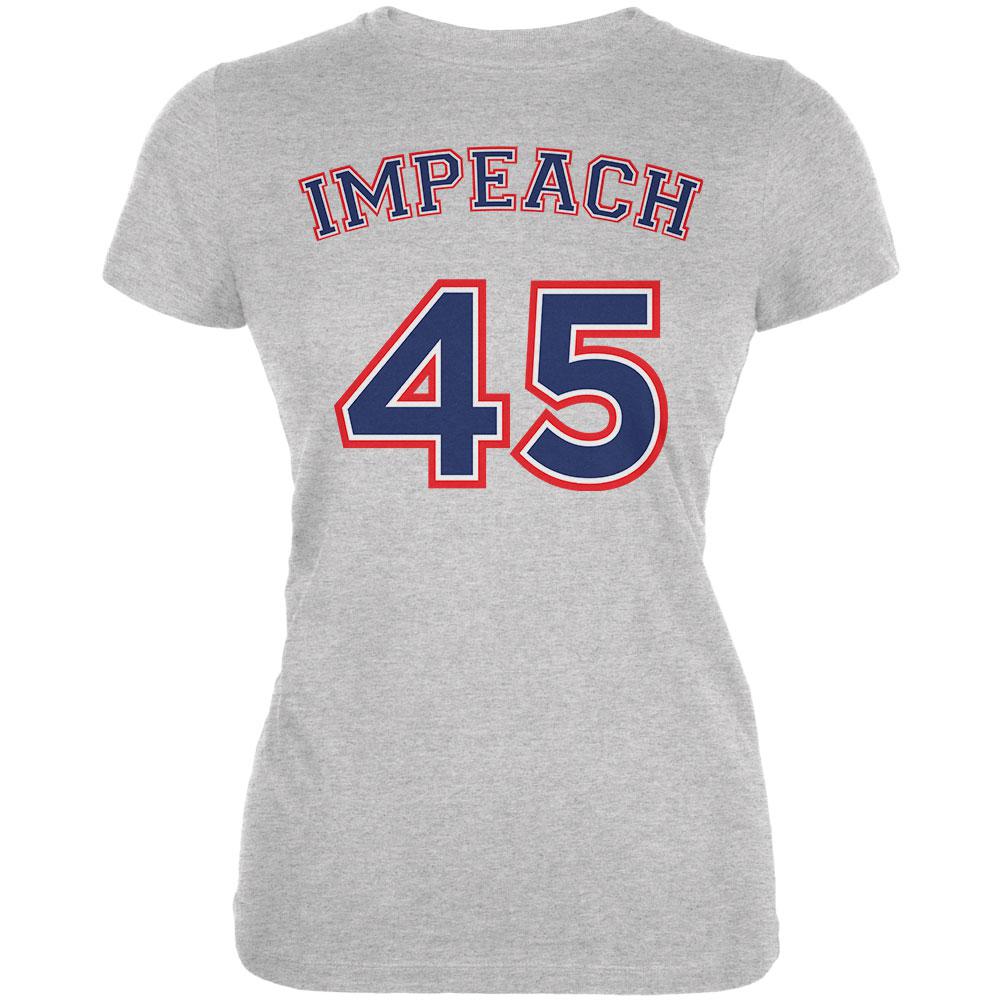 Impeach 45 45th President Donald Trump Juniors Soft T Shirt Juniors T-Shirts Old Glory SM Heather 