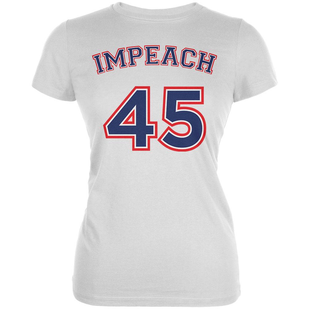 Impeach 45 45th President Donald Trump Juniors Soft T Shirt Juniors T-Shirts Old Glory XS White 