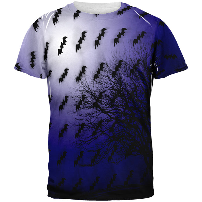 Halloween Bats in the Full Moon Light All Over Mens T Shirt Men's T-Shirts global 2XL Multi 