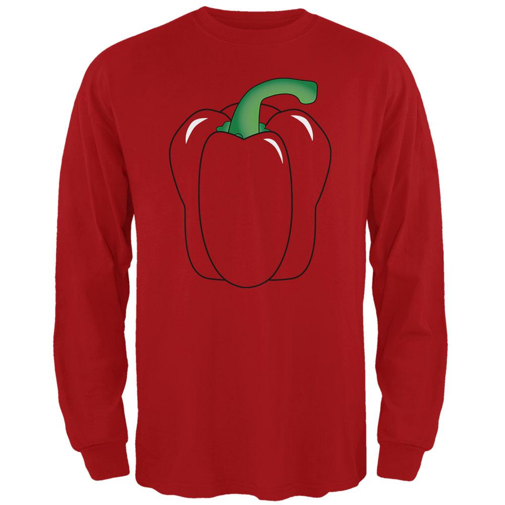 Halloween Fruit Vegetable Bell Pepper Costume Mens Long Sleeve T Shirt Men's Long Sleeves Old Glory 2XL Red 