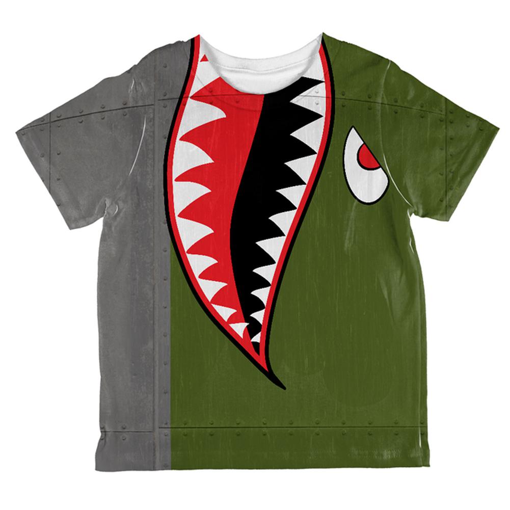 Halloween WWII Flying Tiger Fighter Shark Nose Art All Over Toddler T Shirt Toddler T-Shirts Old Glory 2T Multi 