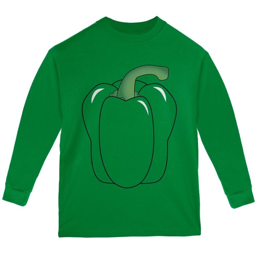 Halloween Fruit Vegetable Bell Pepper Costume Youth Long Sleeve T Shirt Youth Long Sleeves Old Glory LG Green 