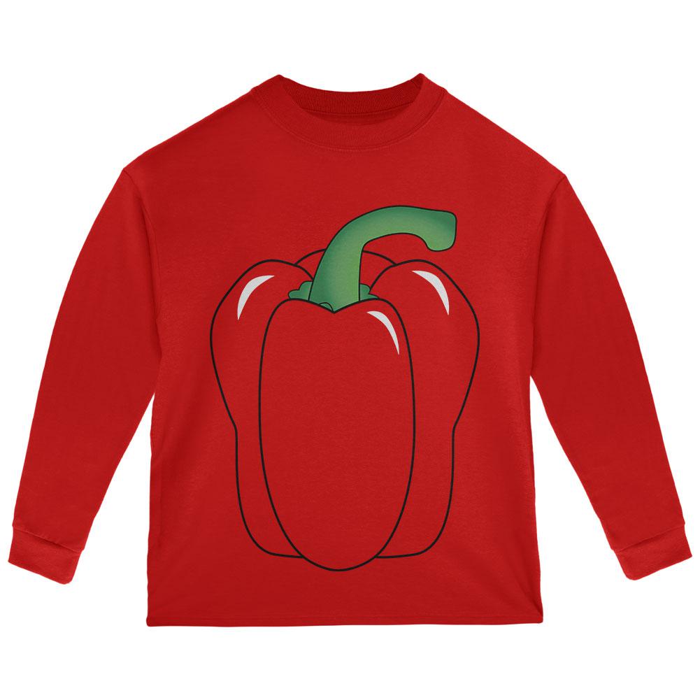 Halloween Fruit Vegetable Bell Pepper Costume Toddler Long Sleeve T Shirt Toddler Long Sleeves Old Glory 2T Red 