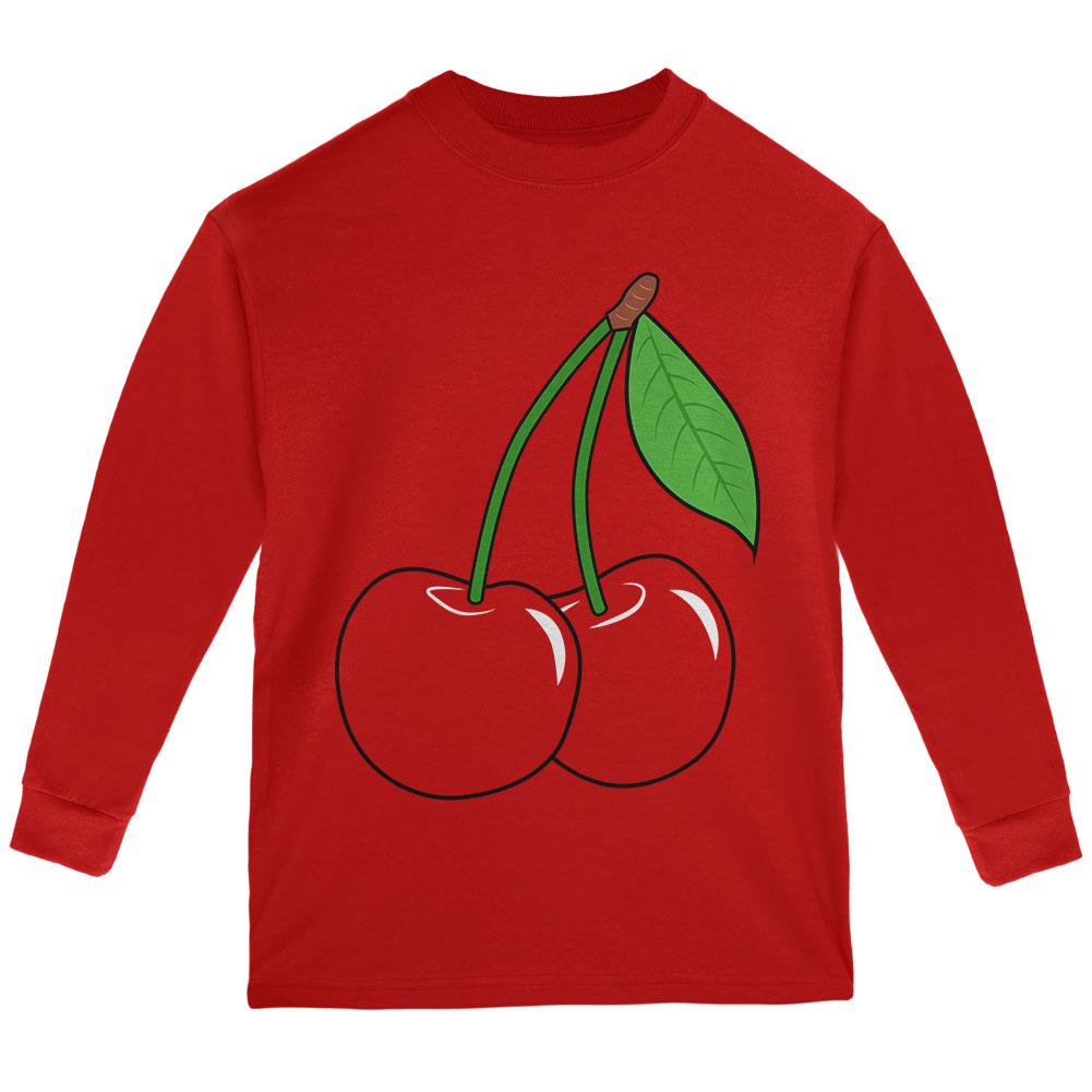 Halloween Fruit Cherry Costume Youth Long Sleeve T Shirt Youth Long Sleeves Old Glory LG Red 