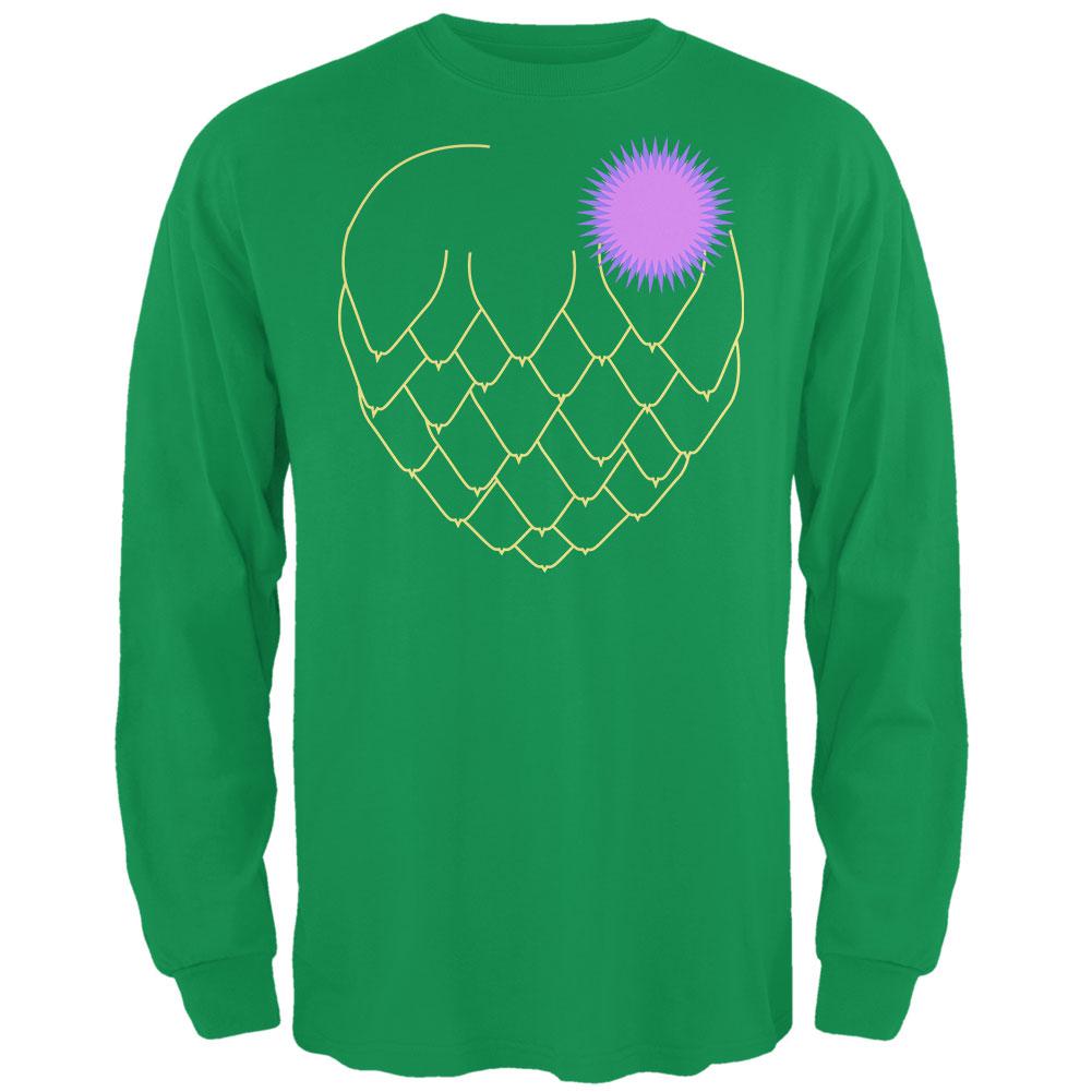 Halloween Vegetable Artichoke Costume Mens Long Sleeve T Shirt Men's Long Sleeves Old Glory 2XL Irish Green 