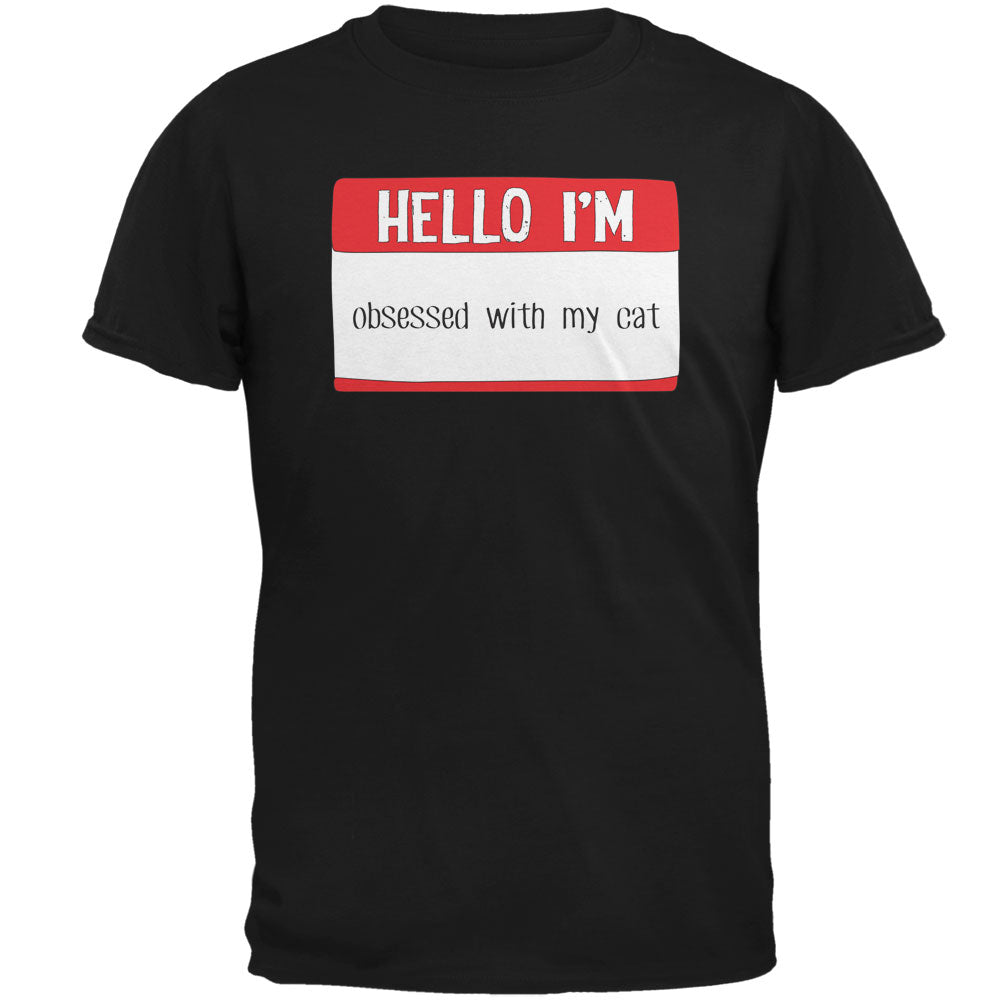 Halloween Hello I'm Obsessed With My Cat Mens T Shirt Men's T-Shirts Old Glory 2XL Black 