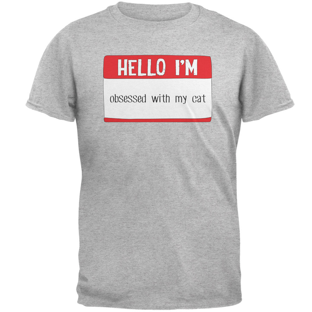 Halloween Hello I'm Obsessed With My Cat Mens T Shirt Men's T-Shirts Old Glory 2XL Heather 