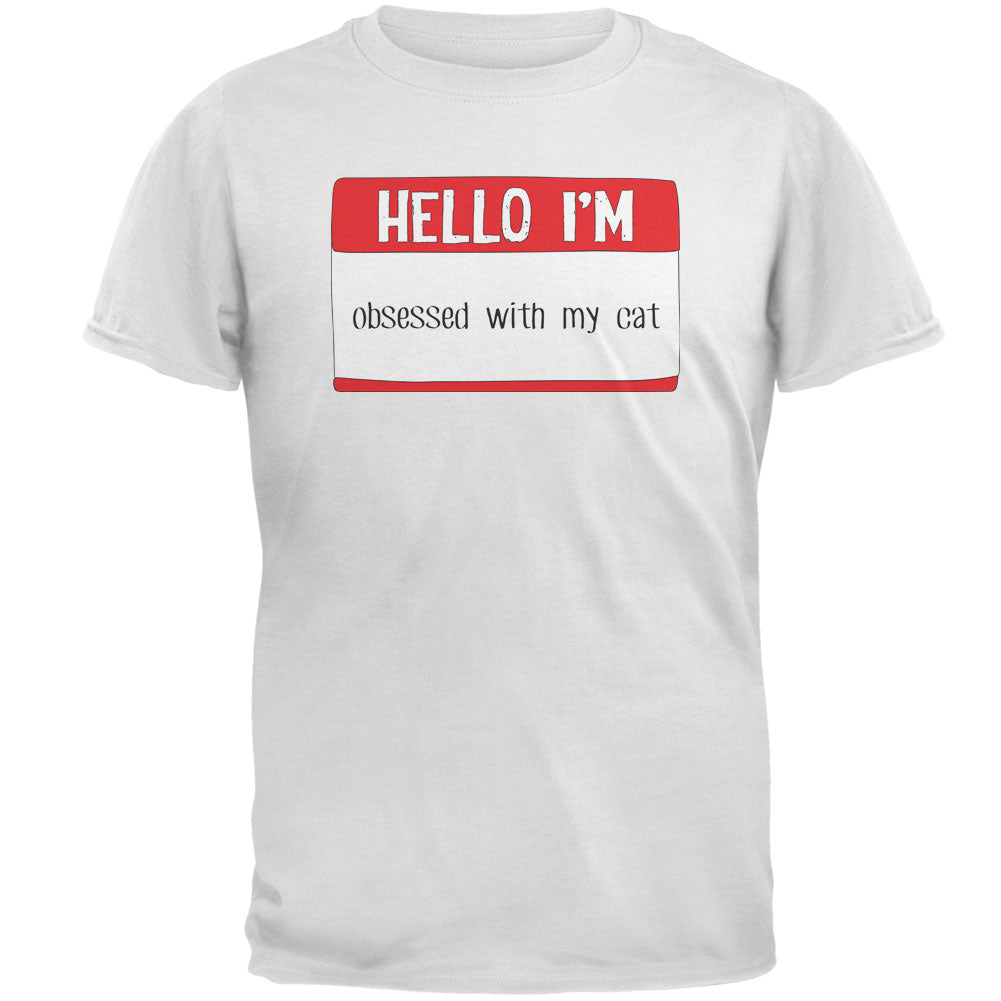 Halloween Hello I'm Obsessed With My Cat Mens T Shirt Men's T-Shirts Old Glory 2XL White 