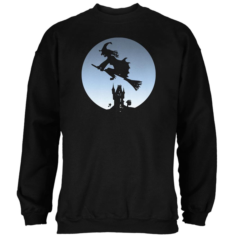 Halloween Witch Riding Broomstick Full Moon Mens Sweatshirt Men's Sweatshirts Old Glory 2XL Black 