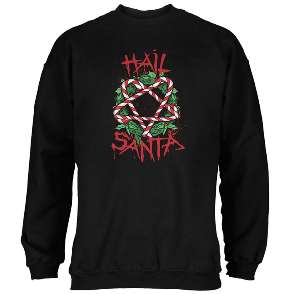 Christmas Hail Santa Pentagram Wreath Mens Sweatshirt Men's Sweatshirts Old Glory 2XL Black 