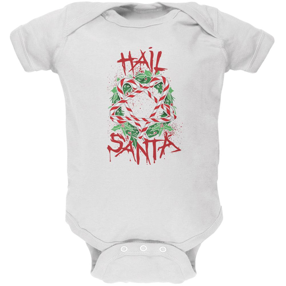 Christmas Hail Santa Pentagram Wreath Soft Baby One Piece Baby One Piece Old Glory 12MO White 