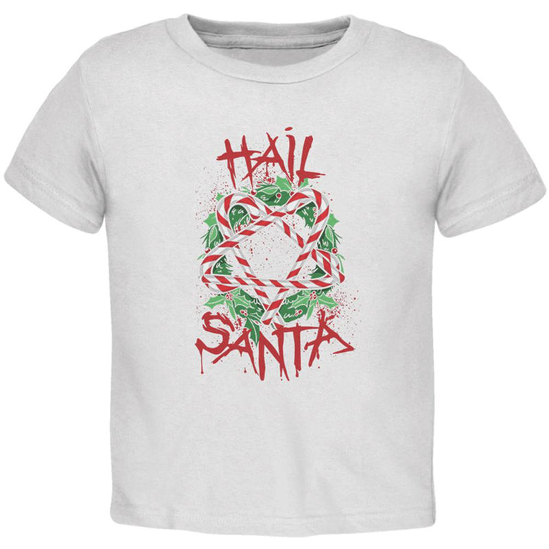 Christmas Hail Santa Pentagram Wreath Toddler T Shirt Toddler T-Shirts Old Glory 2T White 