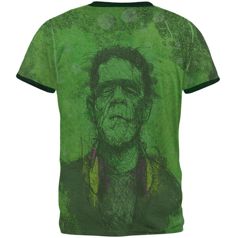 Halloween Frankenstein Raver Horror Movie Monster Mens Ringer T Shirt Men's T-Shirts Old Glory   