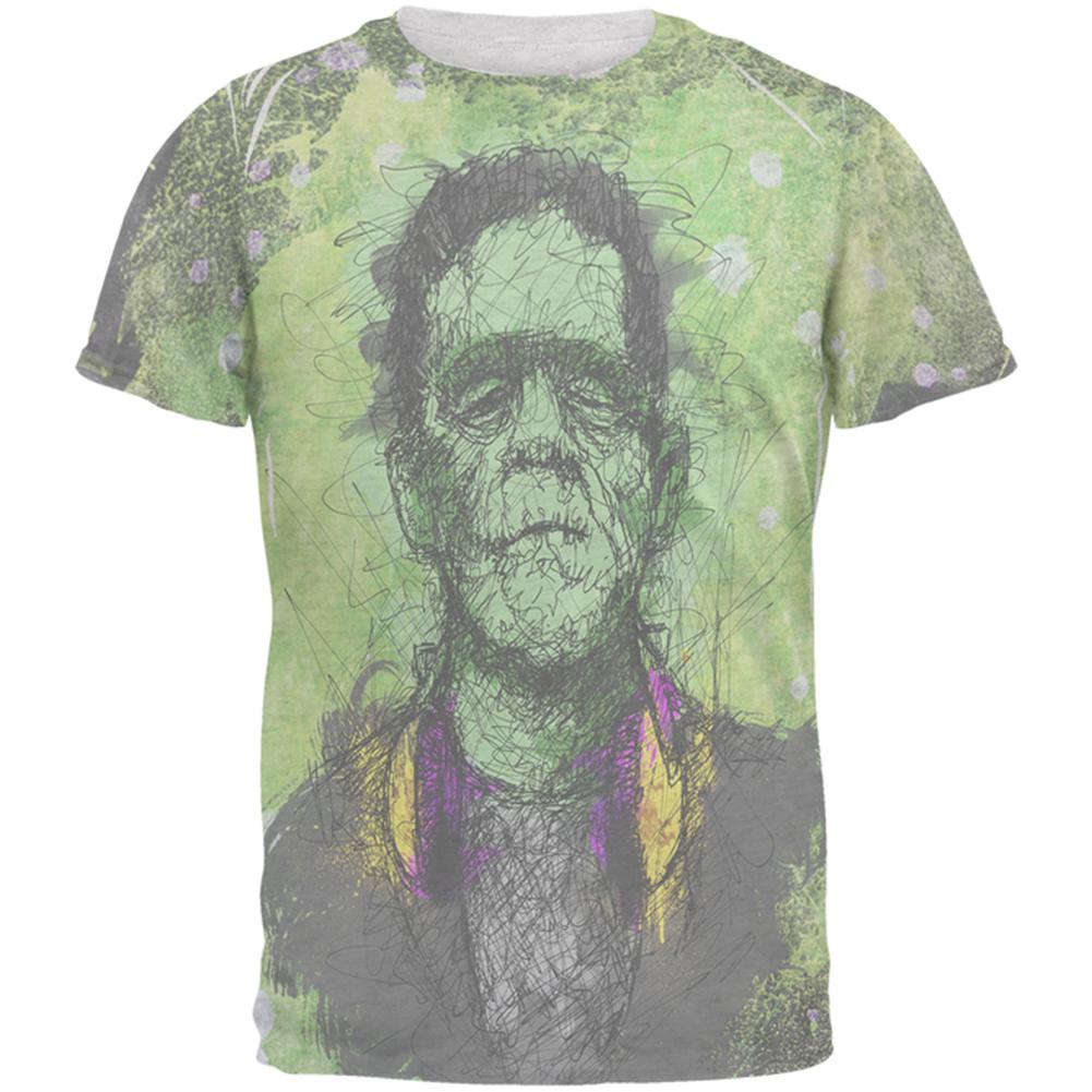 Halloween Frankenstein Raver Horror Movie Monster Men's Soft T-Shirt Men's T-Shirts Old Glory 2XL Heather White 