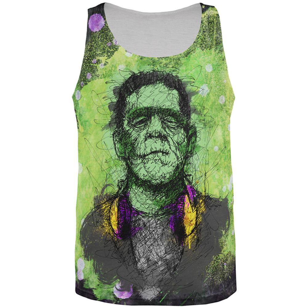 Halloween Frankenstein Raver Horror Movie Monster All Over Mens Tank Top Men's Tank Tops Old Glory 2XL Multi 