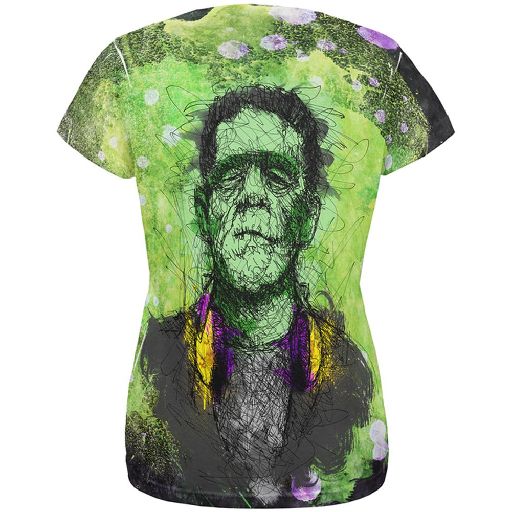 Halloween Frankenstein Raver Horror Movie Monster All Over Womens T Shirt Women's T-Shirts Old Glory   