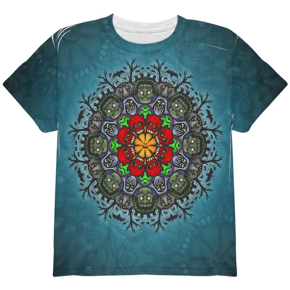 Halloween Classic Movie Monster Mandala All Over Youth T Shirt Youth T-Shirts Old Glory LG Multi 