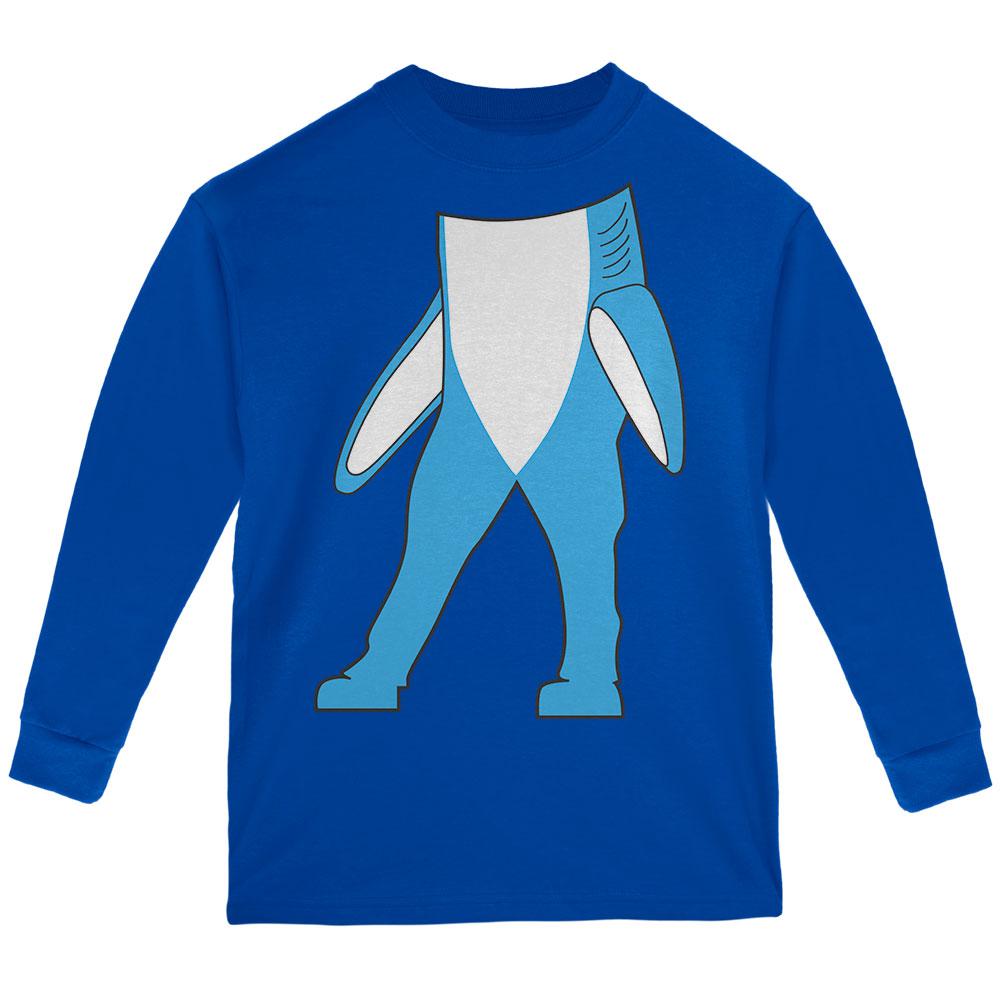 Halloween Left Shark Body Costume Youth Long Sleeve T Shirt Youth Long Sleeves Old Glory LG Royal 