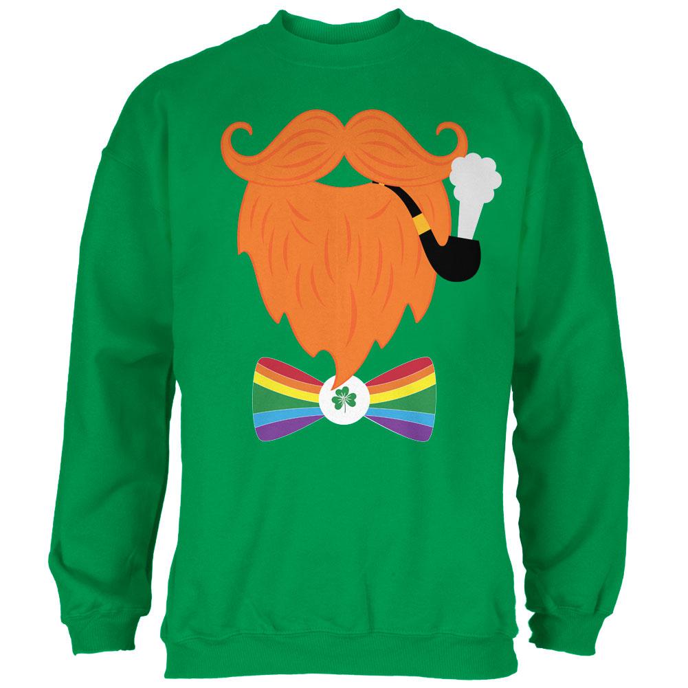 Halloween Leprechaun Costume Rainbow Bow Tie Mens Sweatshirt Men's Sweatshirts Old Glory 2XL Irish Green 