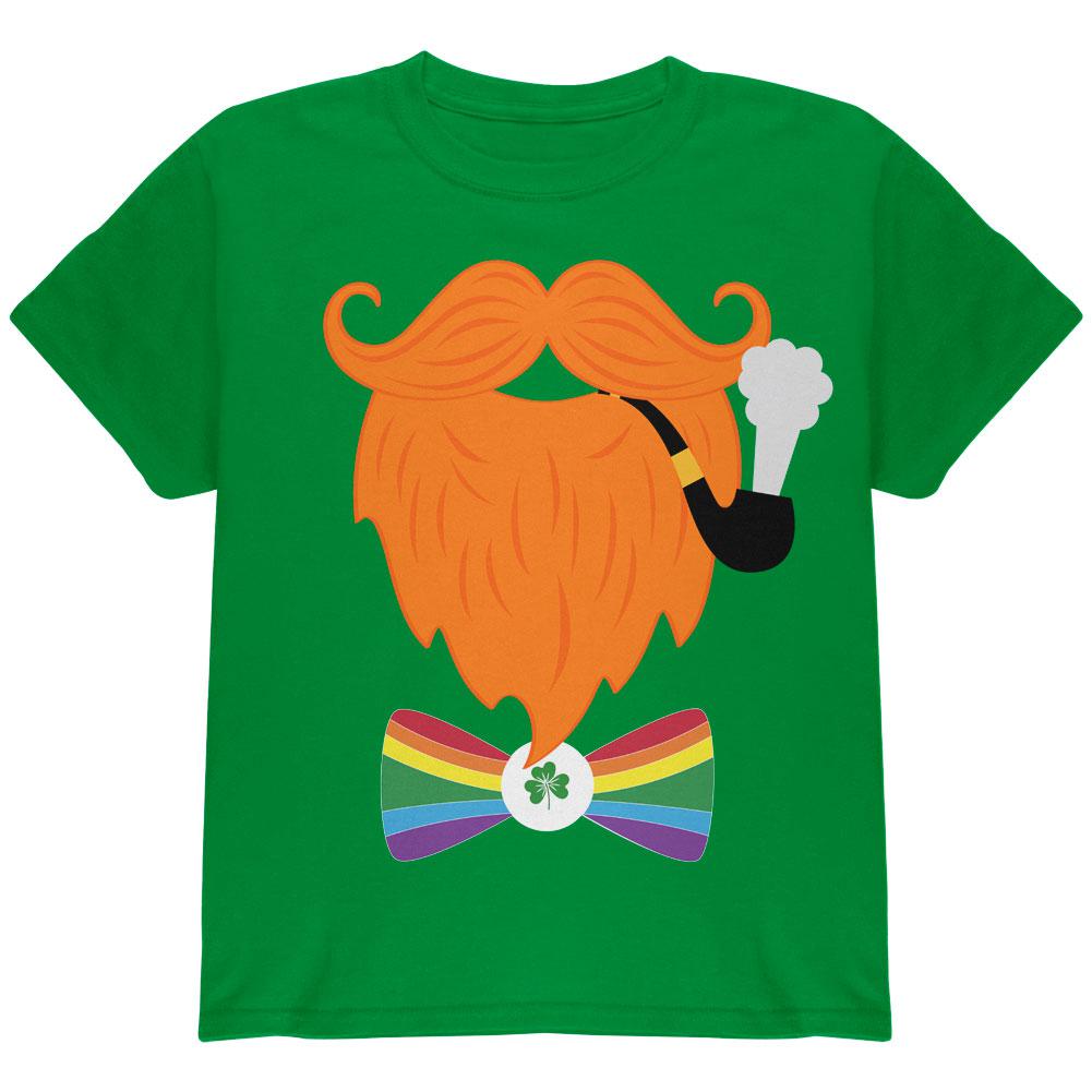 Halloween Leprechaun Costume Rainbow Bow Tie Youth T Shirt Youth T-Shirts Old Glory LG Irish Green 