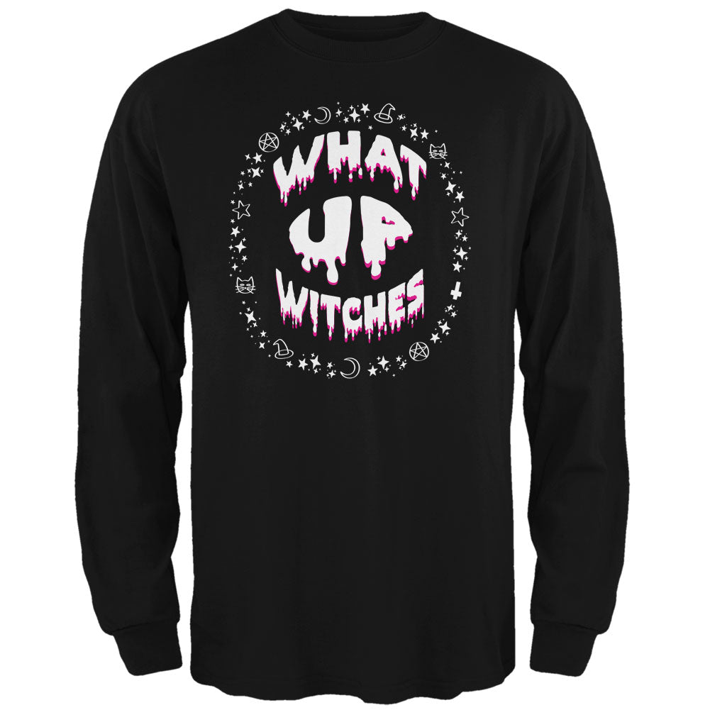 Halloween What Up Witches Witchy Elements Mens Long Sleeve T Shirt Men's Long Sleeves Old Glory 2XL Black 