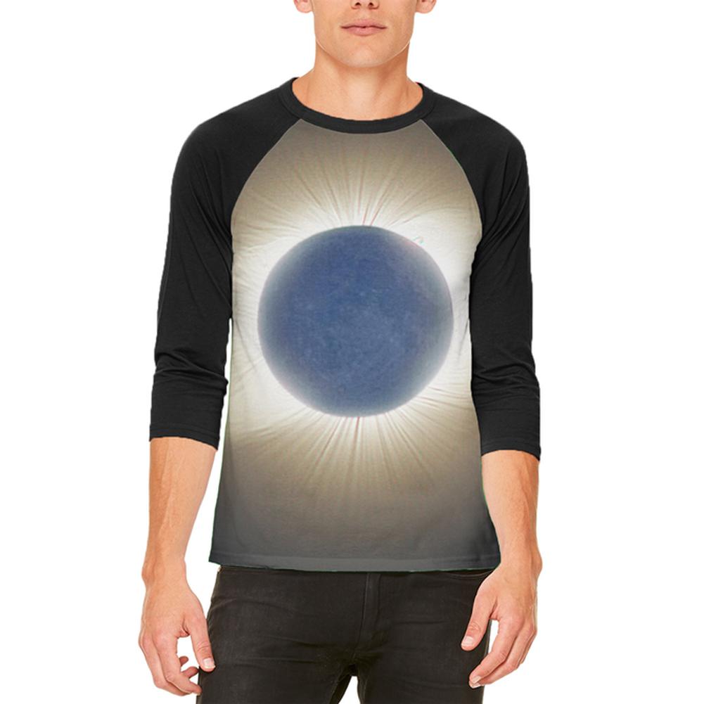 Crown of the Sun Solar Eclipse 2017 Mens Raglan T Shirt Men's T-Shirts Old Glory 2XL White-Black 