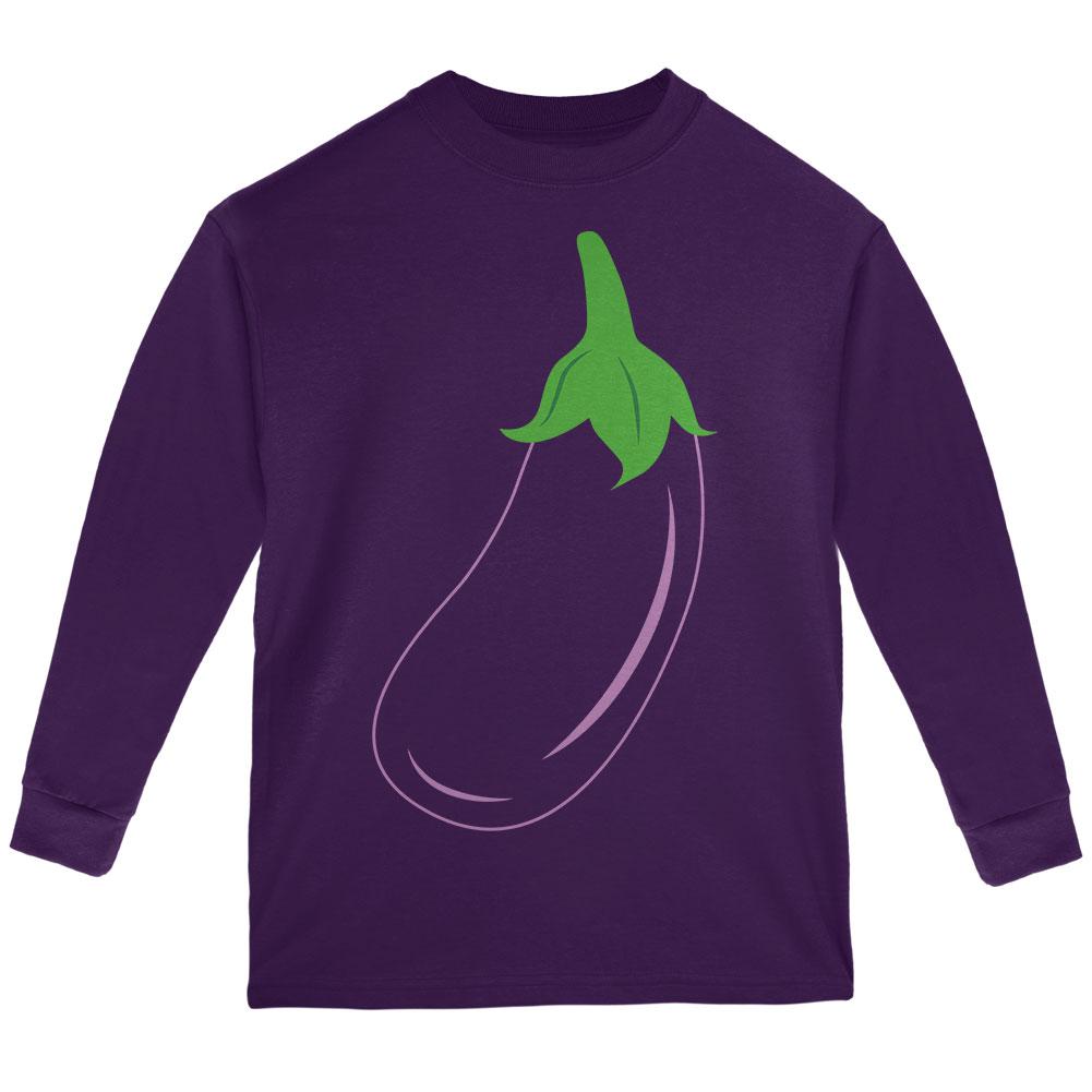 Halloween Vegetable Eggplant Costume Youth Long Sleeve T Shirt Youth Long Sleeves Old Glory LG Purple 