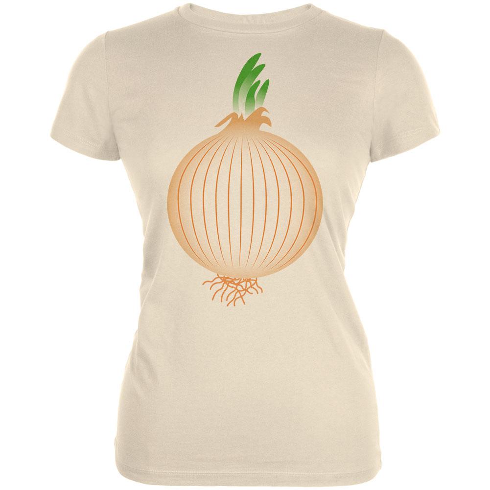 Halloween Vegetable Yellow Onion Costume Juniors Soft T Shirt Juniors T-Shirts Old Glory LG Cream 