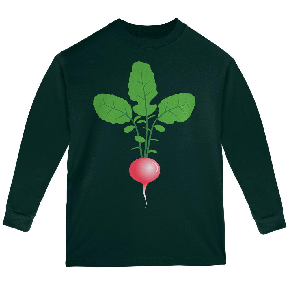 Halloween Vegetable Radish Costume Youth Long Sleeve T Shirt Youth Long Sleeves Old Glory LG Forest Green 