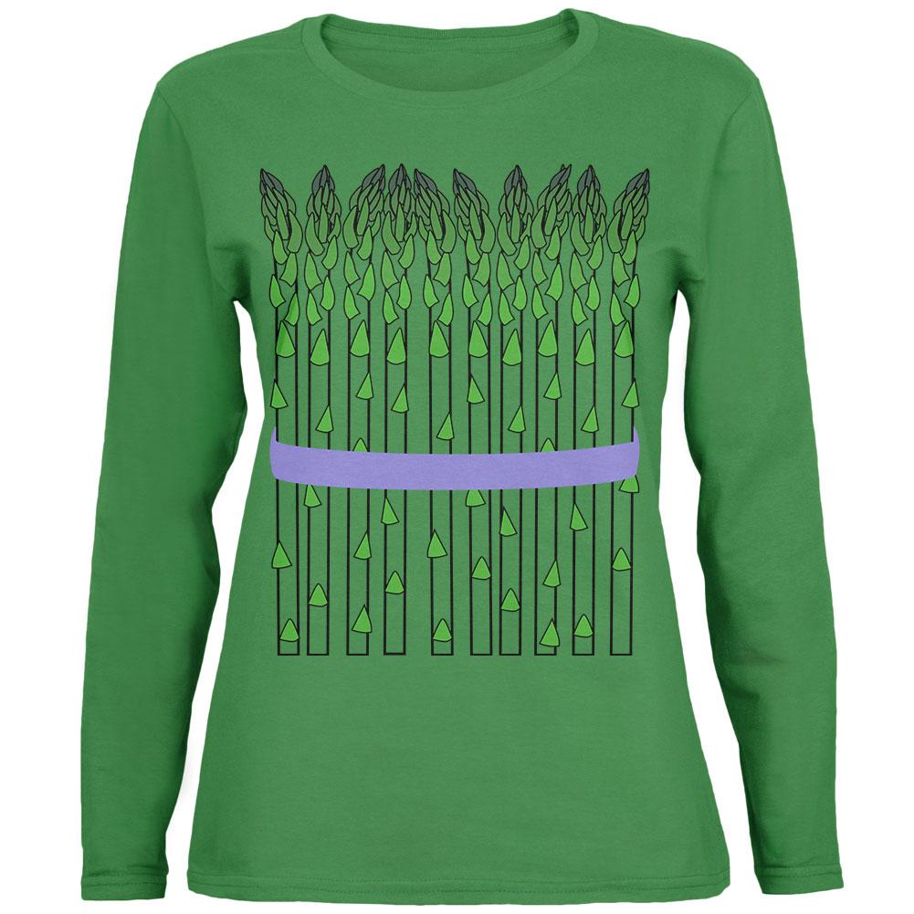 Halloween Vegetable Asparagus Costume Womens Long Sleeve T Shirt Women's Long Sleeves Old Glory 2XL Green 